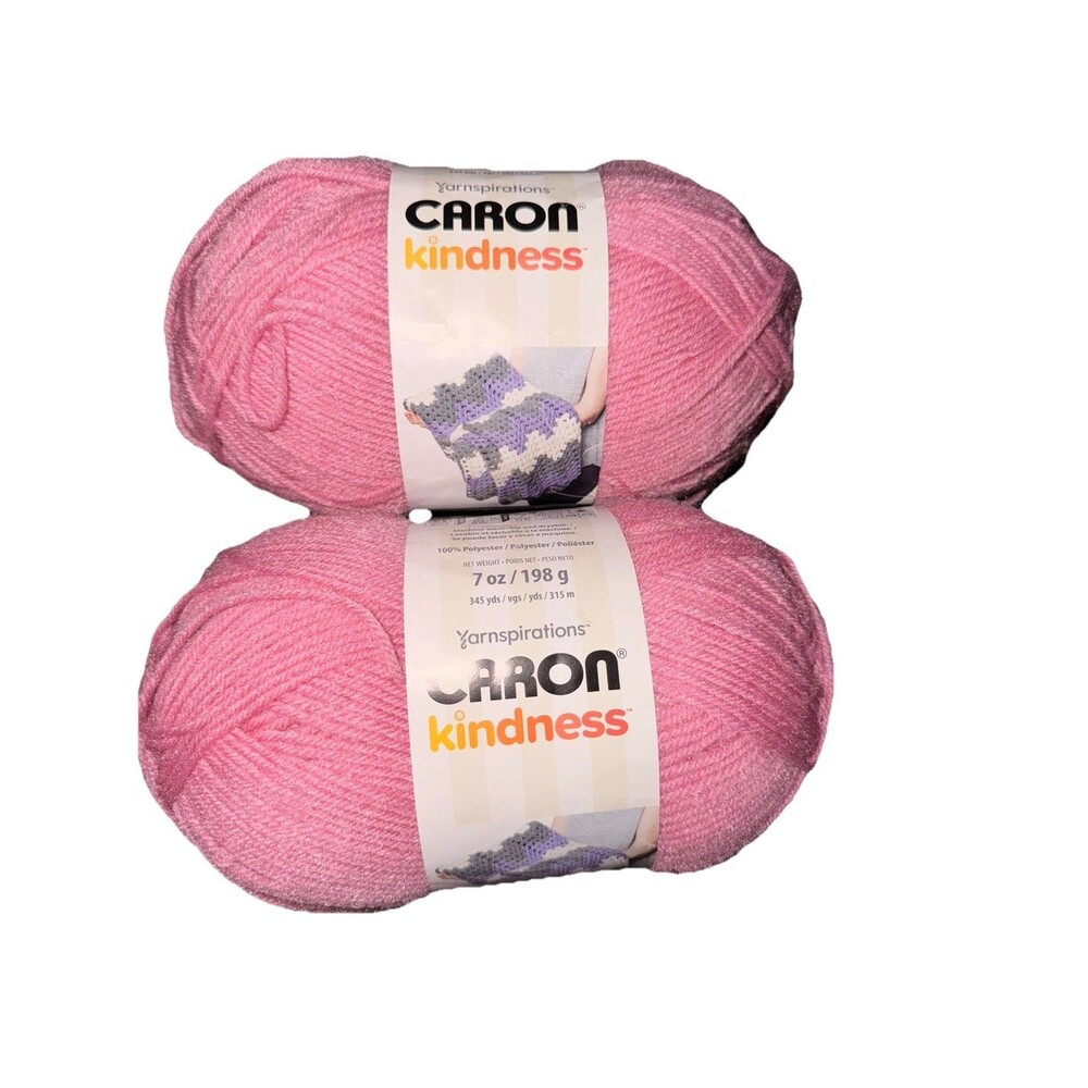 Lot of 2 Caron Kindness Yarn Taffy Pink - 7oz/345yds Each -